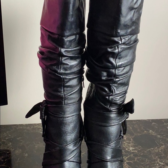 Black Leather Boots with skinny Metal Heel Size 37 - Picture 6 of 10